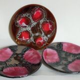 Three ceramic dessert plates from Vallauris 50s