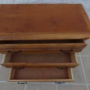 3-drawer solid natural wood chest of drawers with black handles - Completely restored