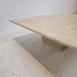Italian Square Coffee Table in Travertine, 1980s