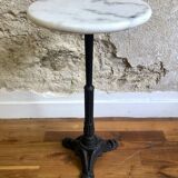 Marble and cast iron pedestal table