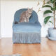 Fauteuil crapaud vintage velours bleu années 70