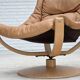 1980s, Scandinavian swivel armchair, furniture leather, bent wood.