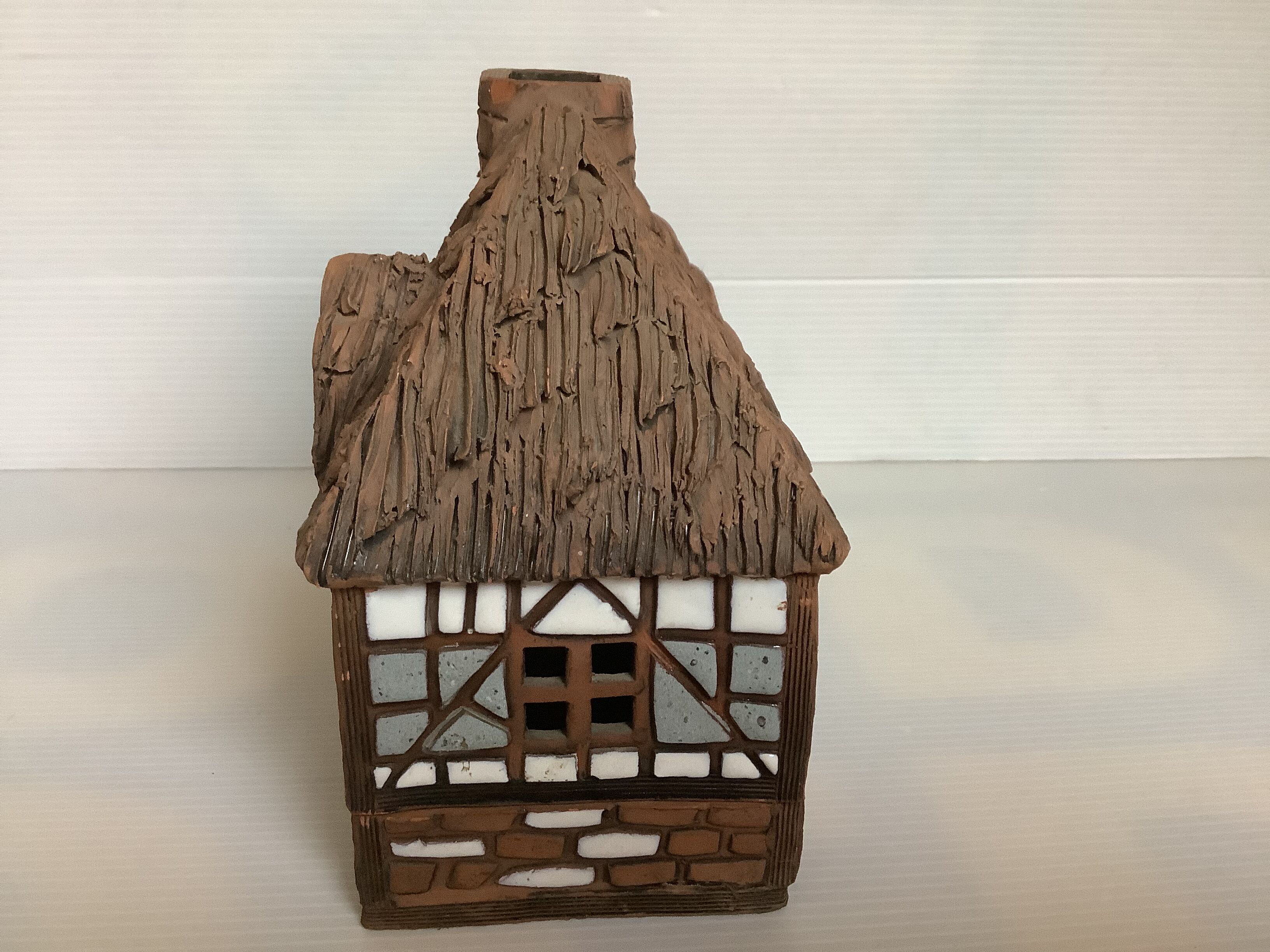 Homemade glazed terracotta candle box