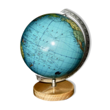 Vintage metal and wood terrestrial globe 1950