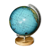 Vintage metal and wood terrestrial globe 1950