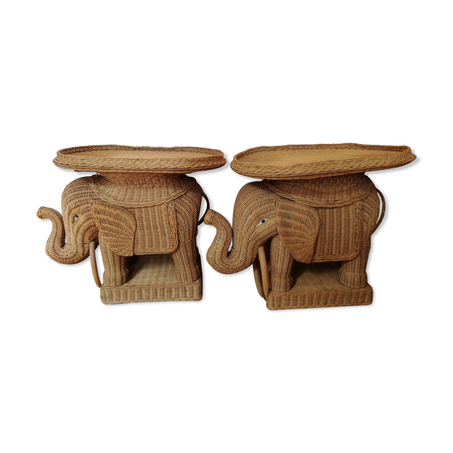 Pair of rattan sofa ends or elephant bedside tables