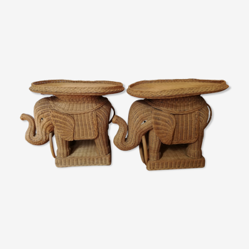 Pair of rattan sofa ends or elephant bedside tables