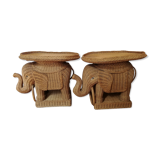 Pair of rattan sofa ends or elephant bedside tables