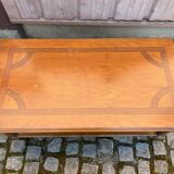 Table basse bois massif et marqueterie double plateau 110cm