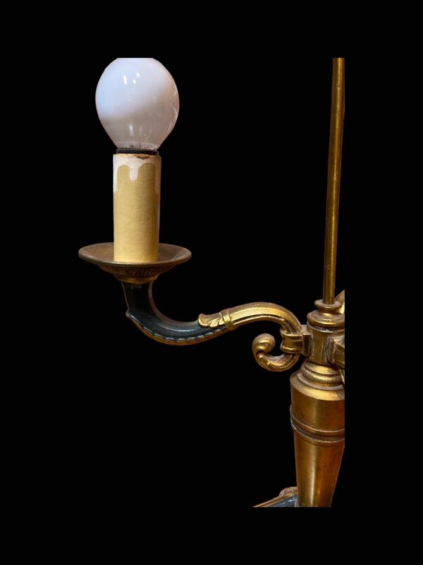 Lampe bouillotte sans abat-jour en métal noir et doré