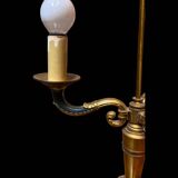 Bouillotte lamp without shade in black and gold metal