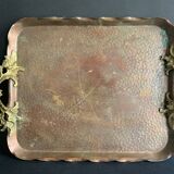 Hammered copper tray and bronze handles