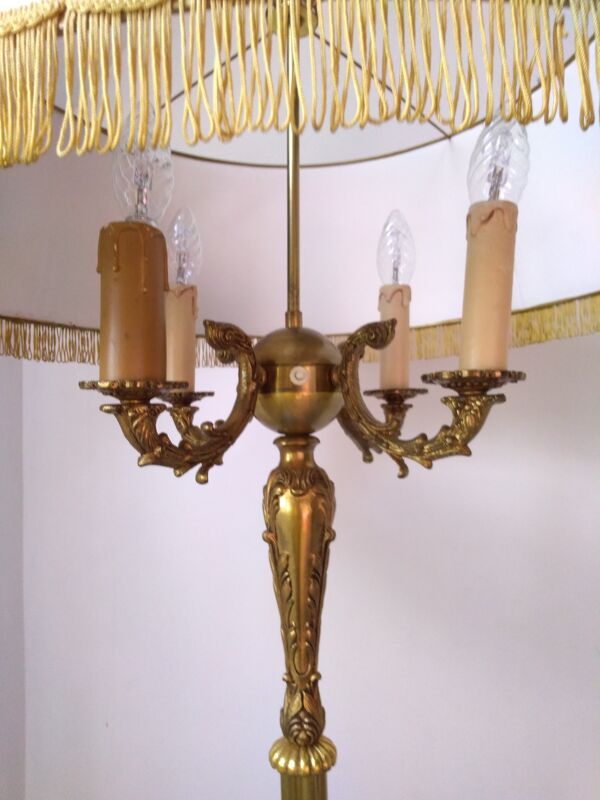 Lampadaire bronze doré tripode 4 feux