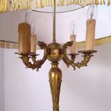 Floor lamp gilded bronze tripod 4 fires