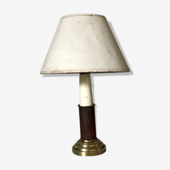 Lampe cuir et laiton début XXeme