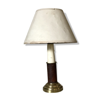 Lampe cuir et laiton début XXeme