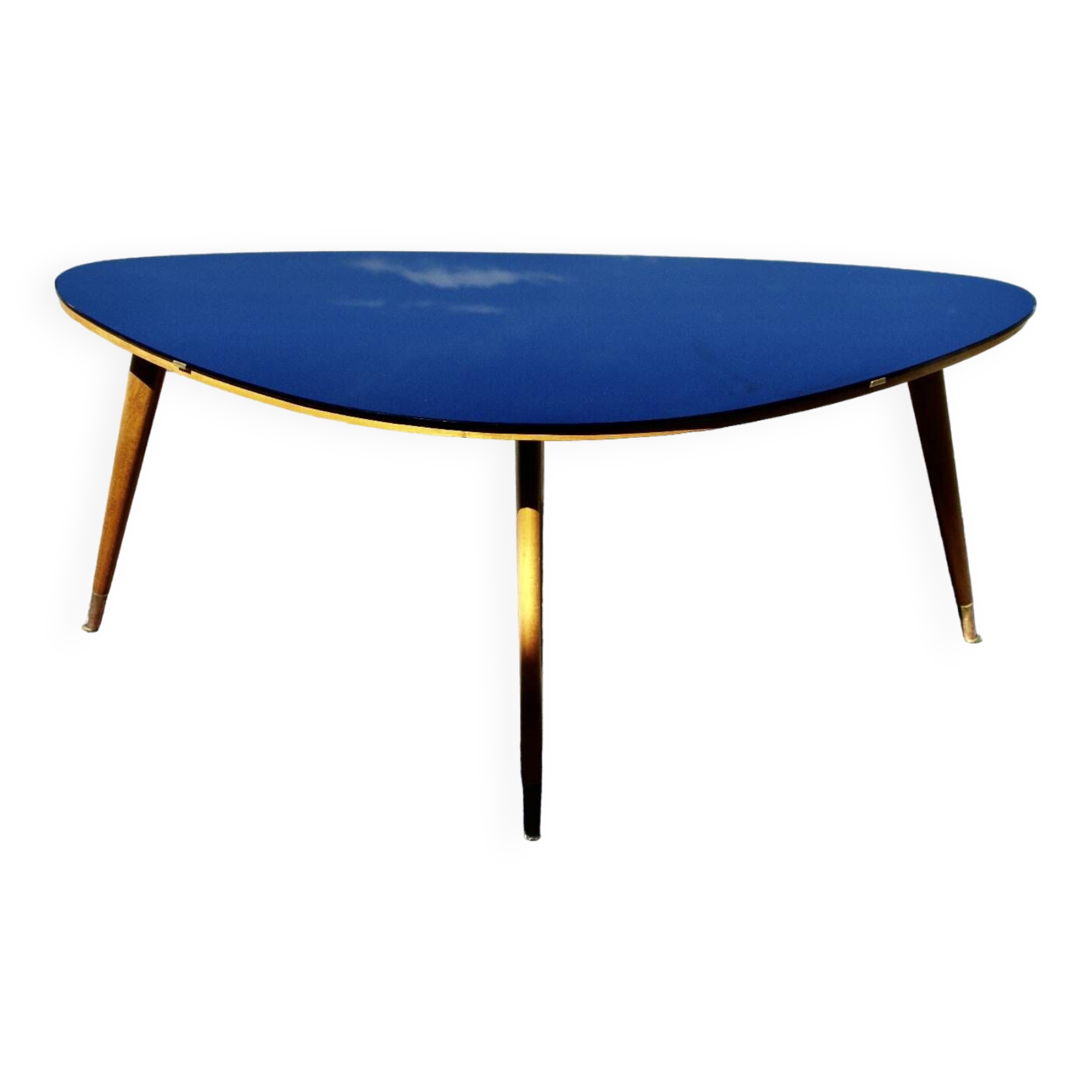 Vintage coffee table in black opaline beech in organic shape 1950