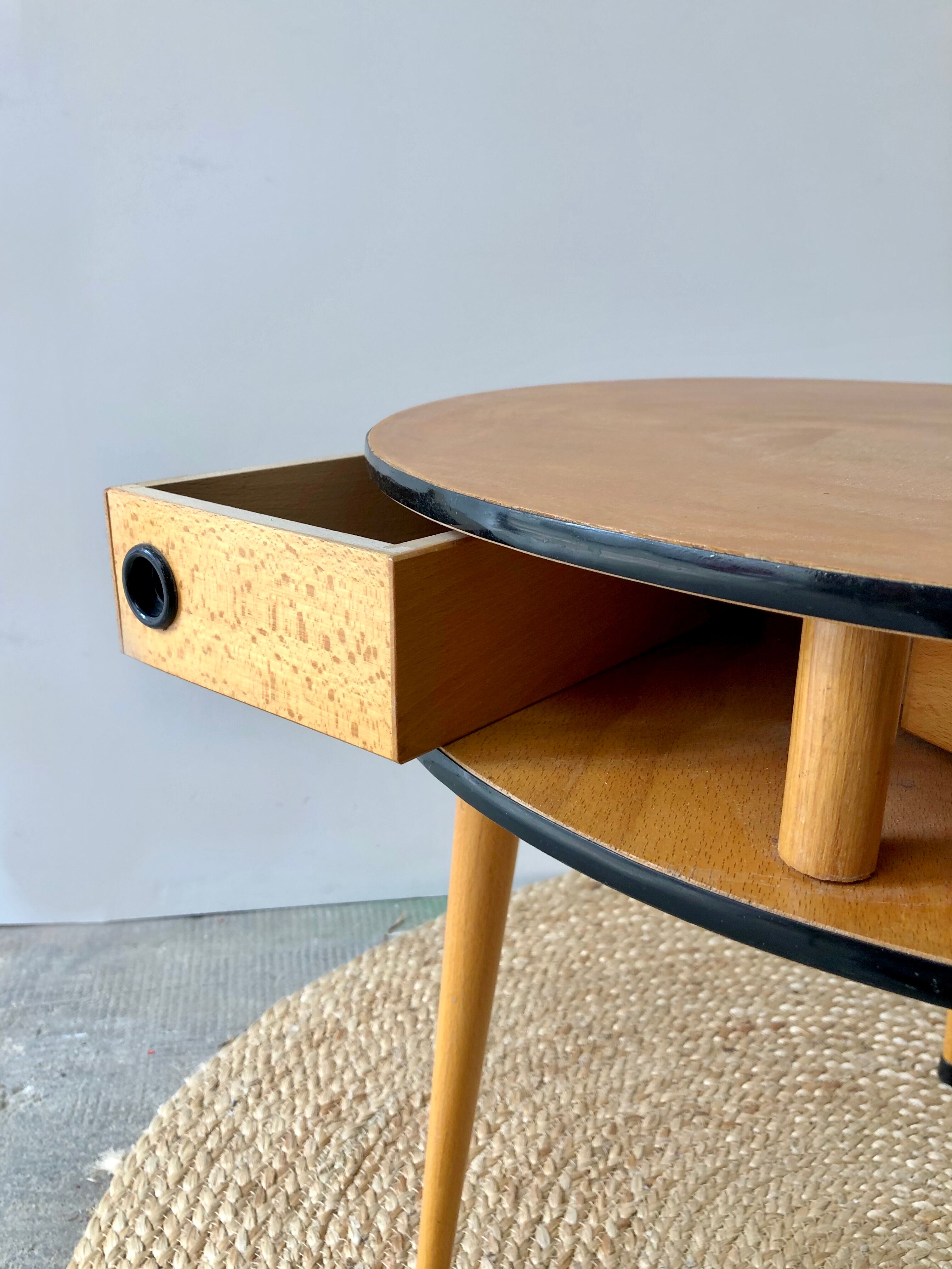 3-drawer tripod round coffee table