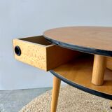 3-drawer tripod round coffee table