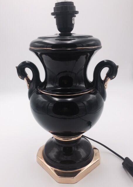 Foot lamp in Black ceramic baluster, 80s