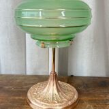 Art deco globe lamp and bronze foot