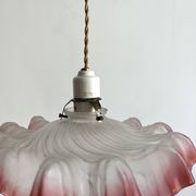 Antique opaline twisted glass pendant light