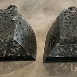 Pair of Wall Sconces in Iron with Cut-Out Patterns