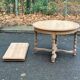 Extendable round farmhouse dining table restored in solid oak from the 19th century