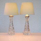 Crystal glass table lamps by Carl Fagerlund for Orrefors, Sweden.