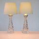 Crystal glass table lamps by Carl Fagerlund for Orrefors, Sweden.