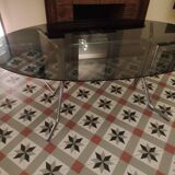 Dining table 70 chrome and smoked glass