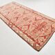 Tarecotta Red & Beige Long Wide Kilim Rug, Ethnic Patterned Rug, 141x309 Cm