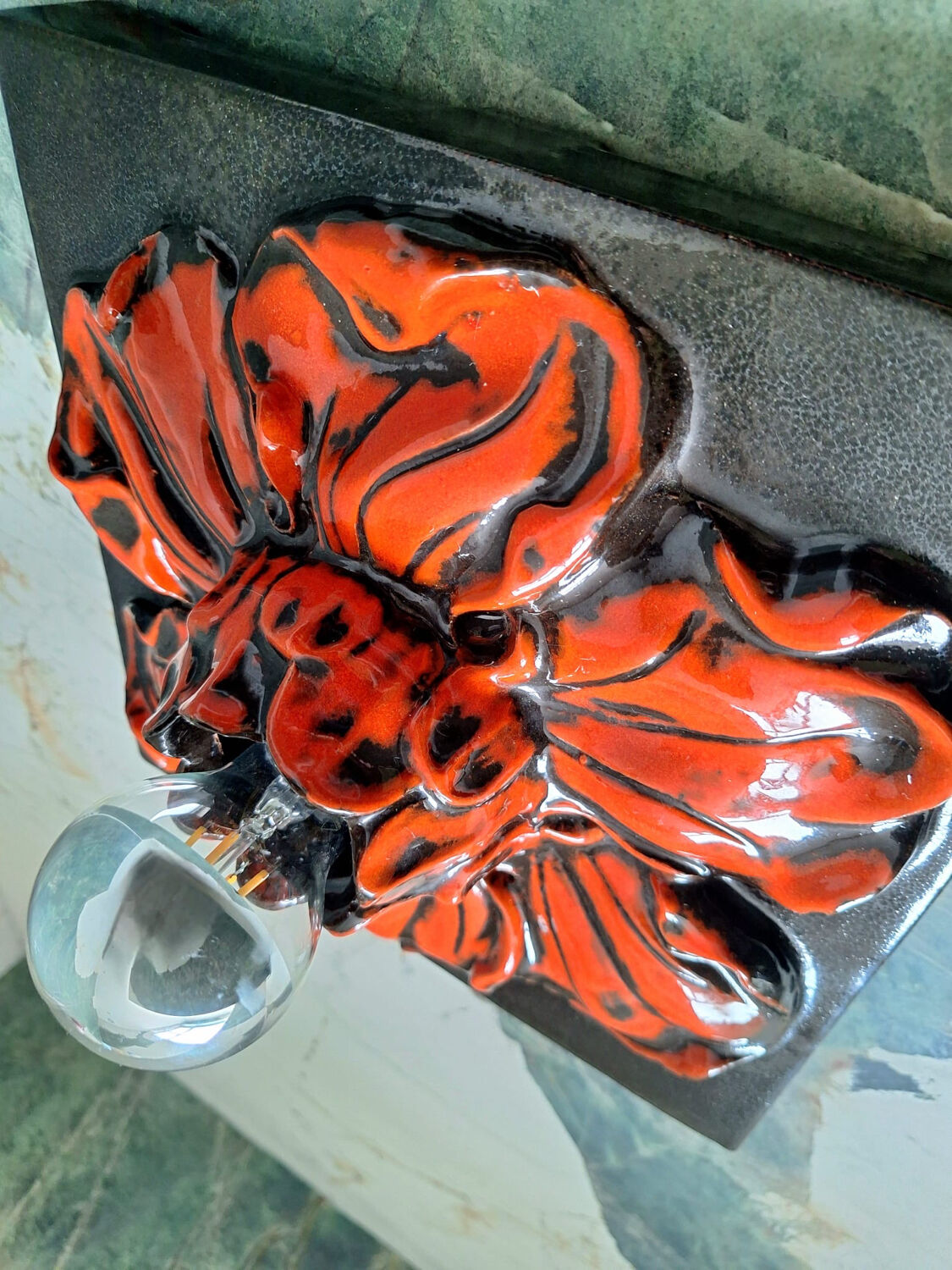 Ceramic flower wall sconce, vintage ceiling light, antique lamp