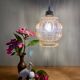 Vintage amber glass globe pendant lamp