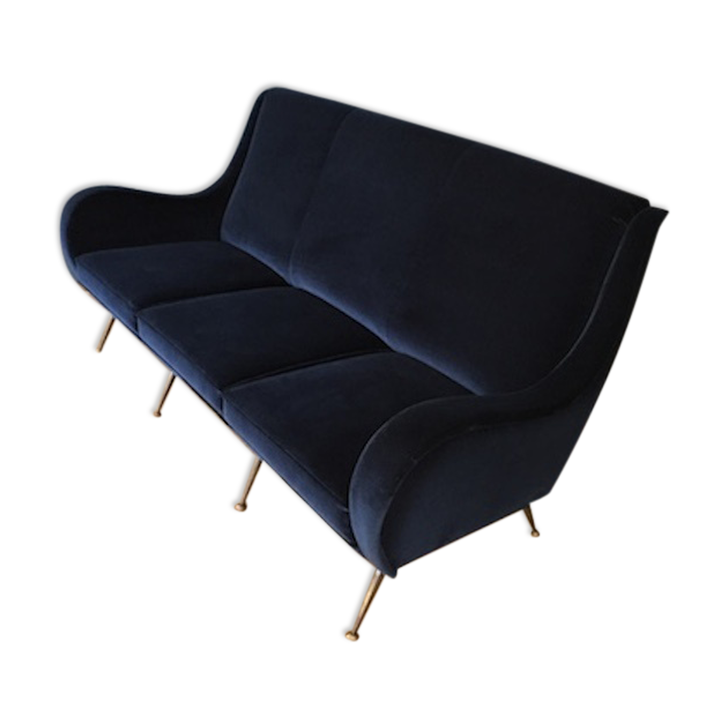Canapé 3 places en velours par Erton, vers 1950
