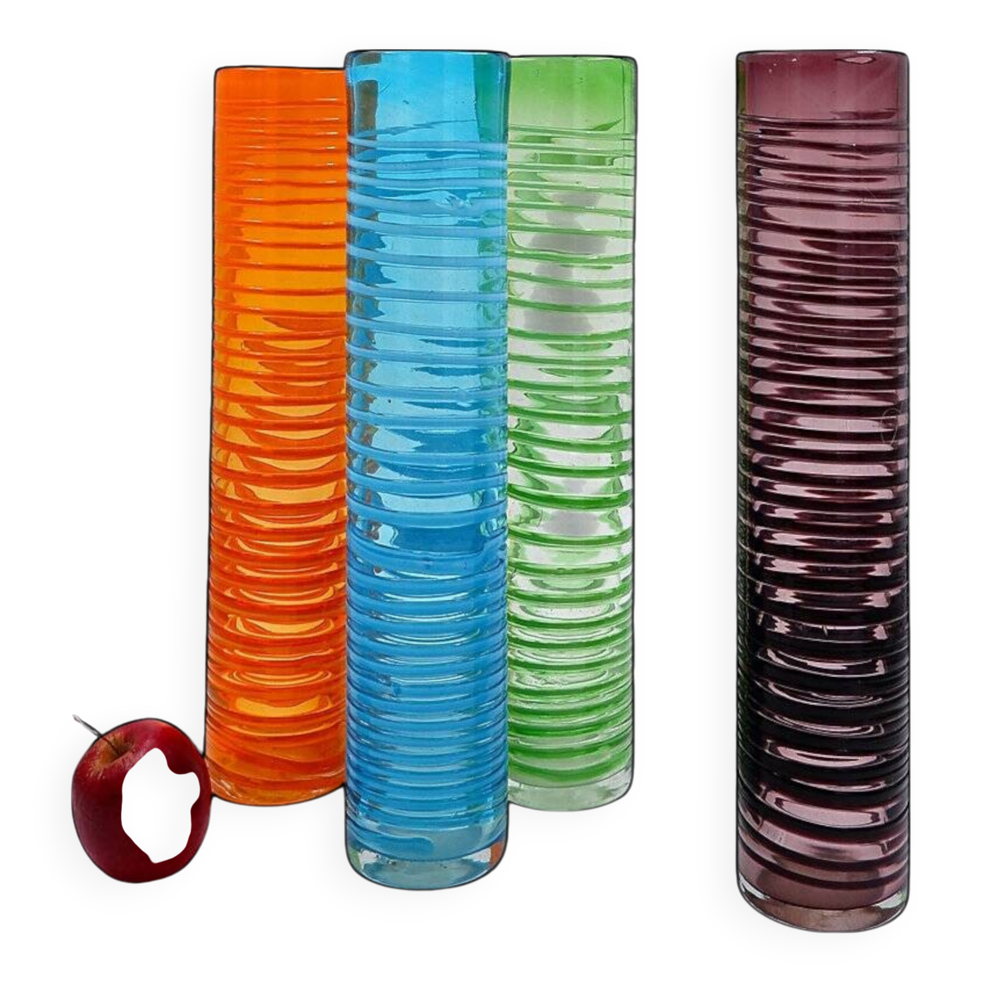 Set of four large spiral vases - Murano glass