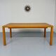 Post-modern striped wood table with drawers, design 80.
