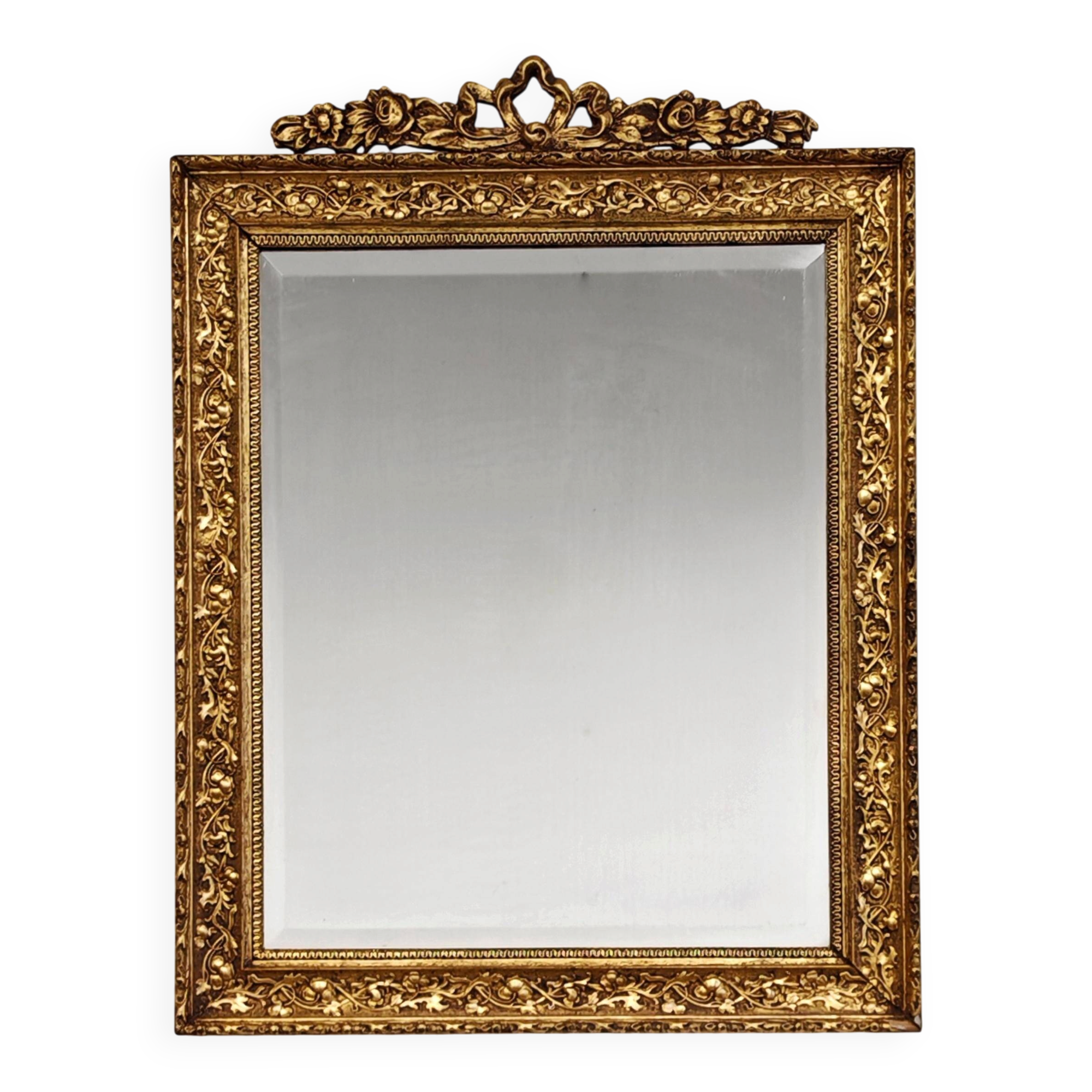 Miroir ancien en bois doré, style néoclassique, 19ème siècle