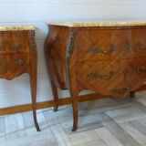 Commode et table de chevet en bois de rose