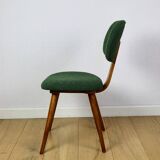 Vintage chair with green boucle backrest like Skoczek - set of 2 chairs