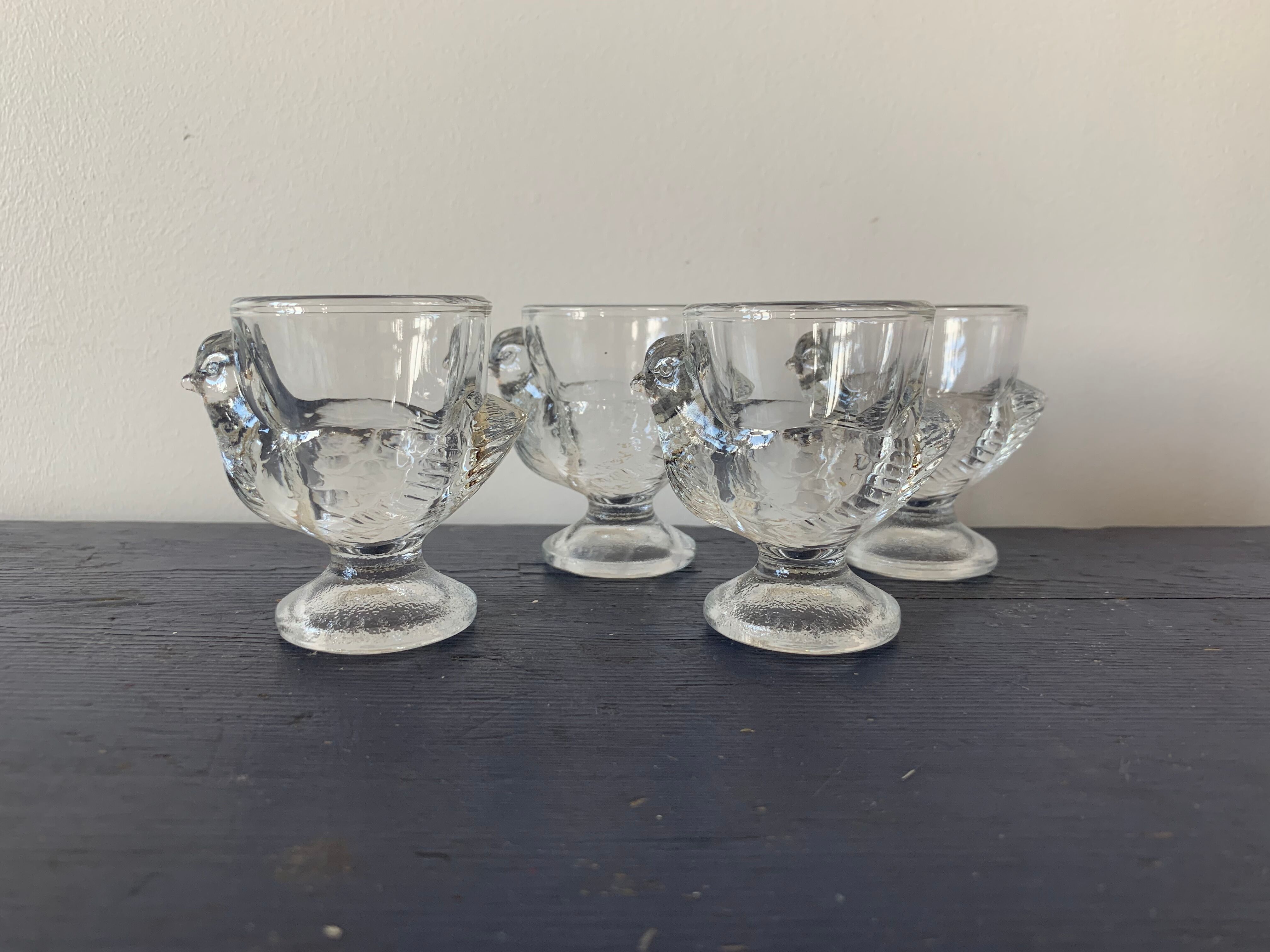 Set of 4 glass hens