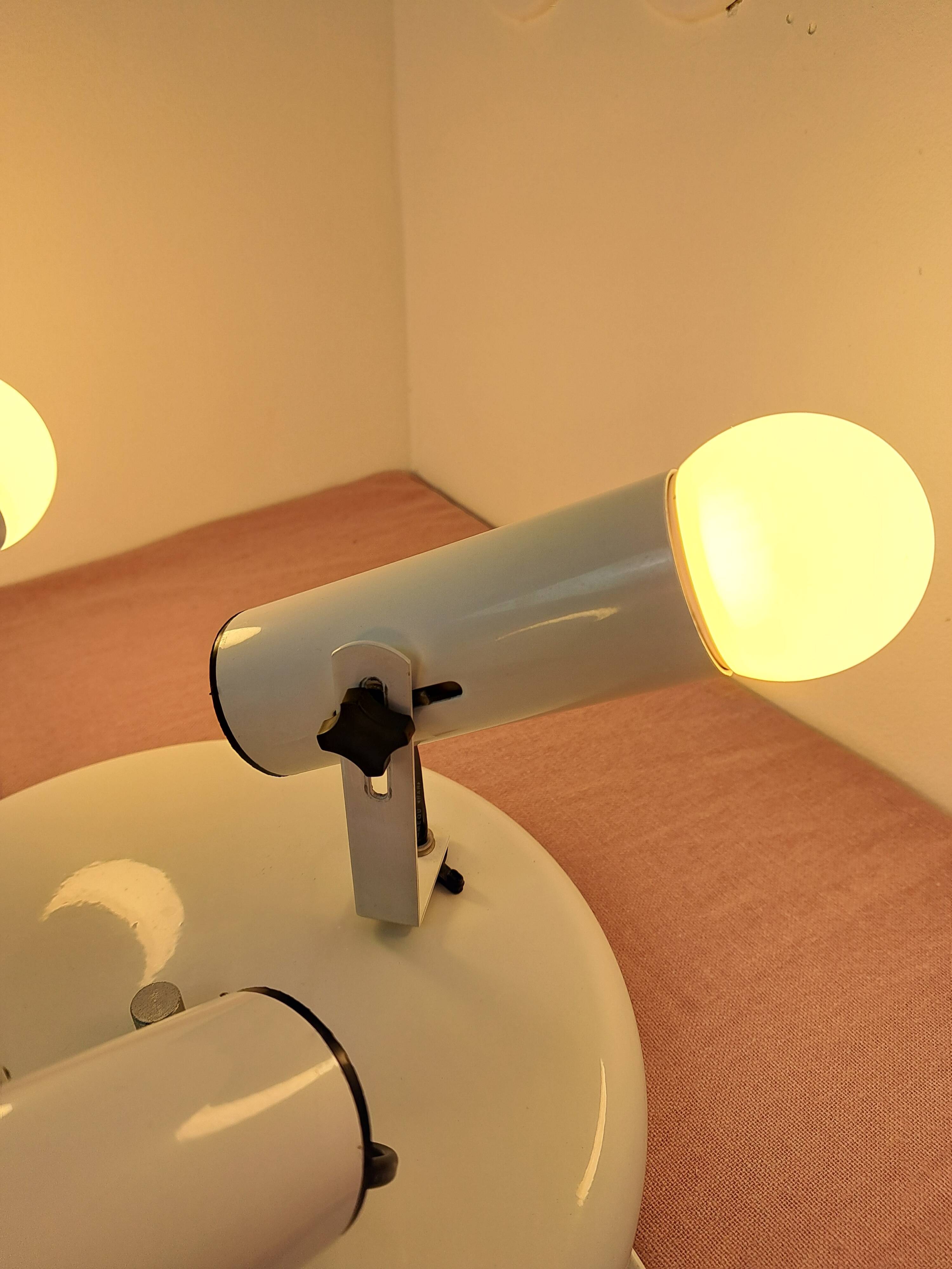 White ceiling light with 3 spotlights made in Italy, space age design
