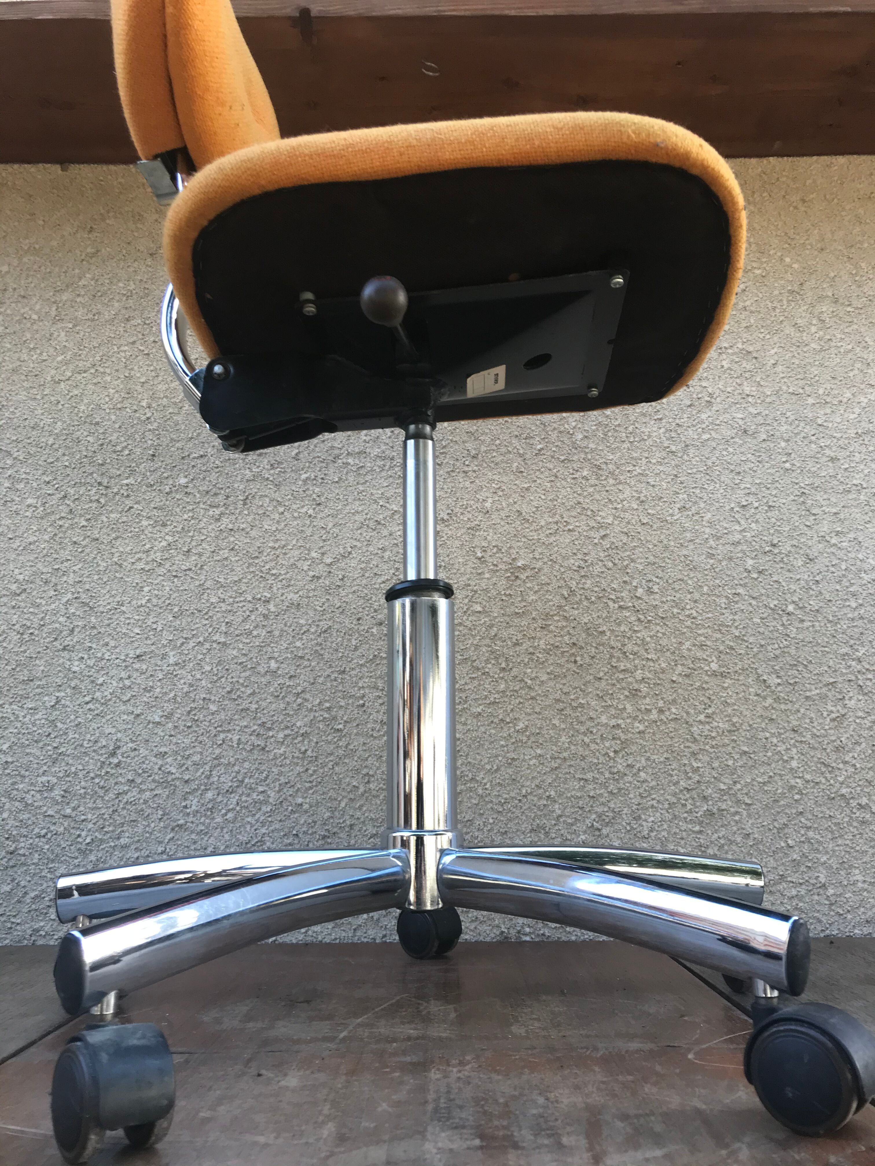 Former strafor adjustable metal chrome office chair - yellow fabric seat