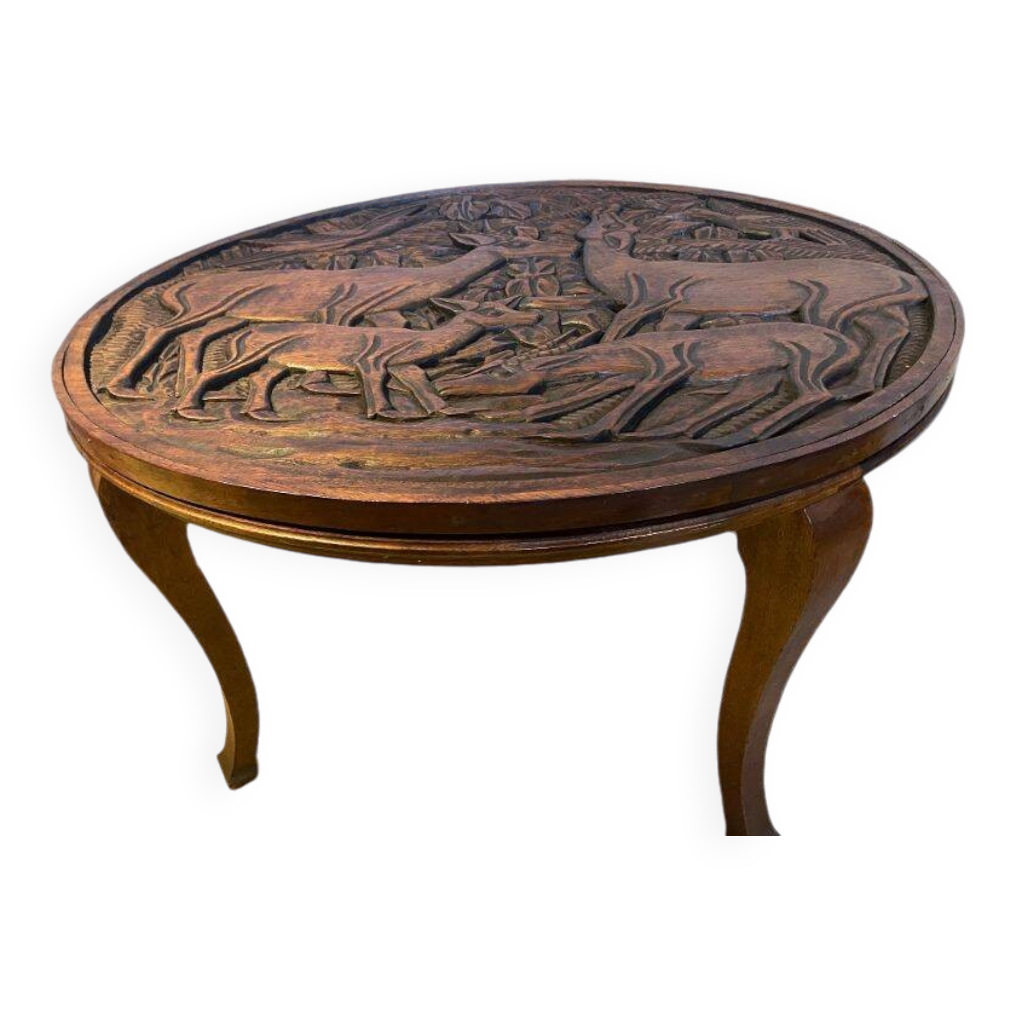Popular Art Furniture Circular Coffee Table Solid Carved Wood 30s/40s