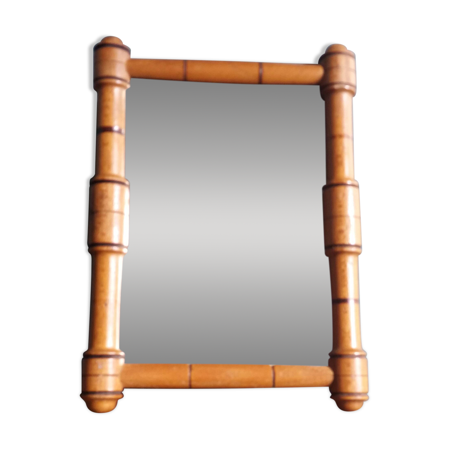 Turned wooden frame mirror 19.5 x 14