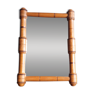 Turned wooden frame mirror 19.5 x 14