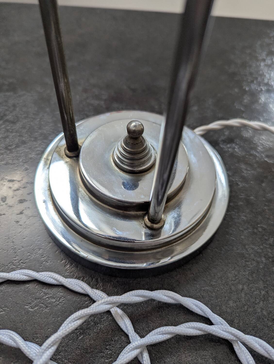 Vintage Skyscraper ceiling light, pink glass table lamp, Bauhaus Art.