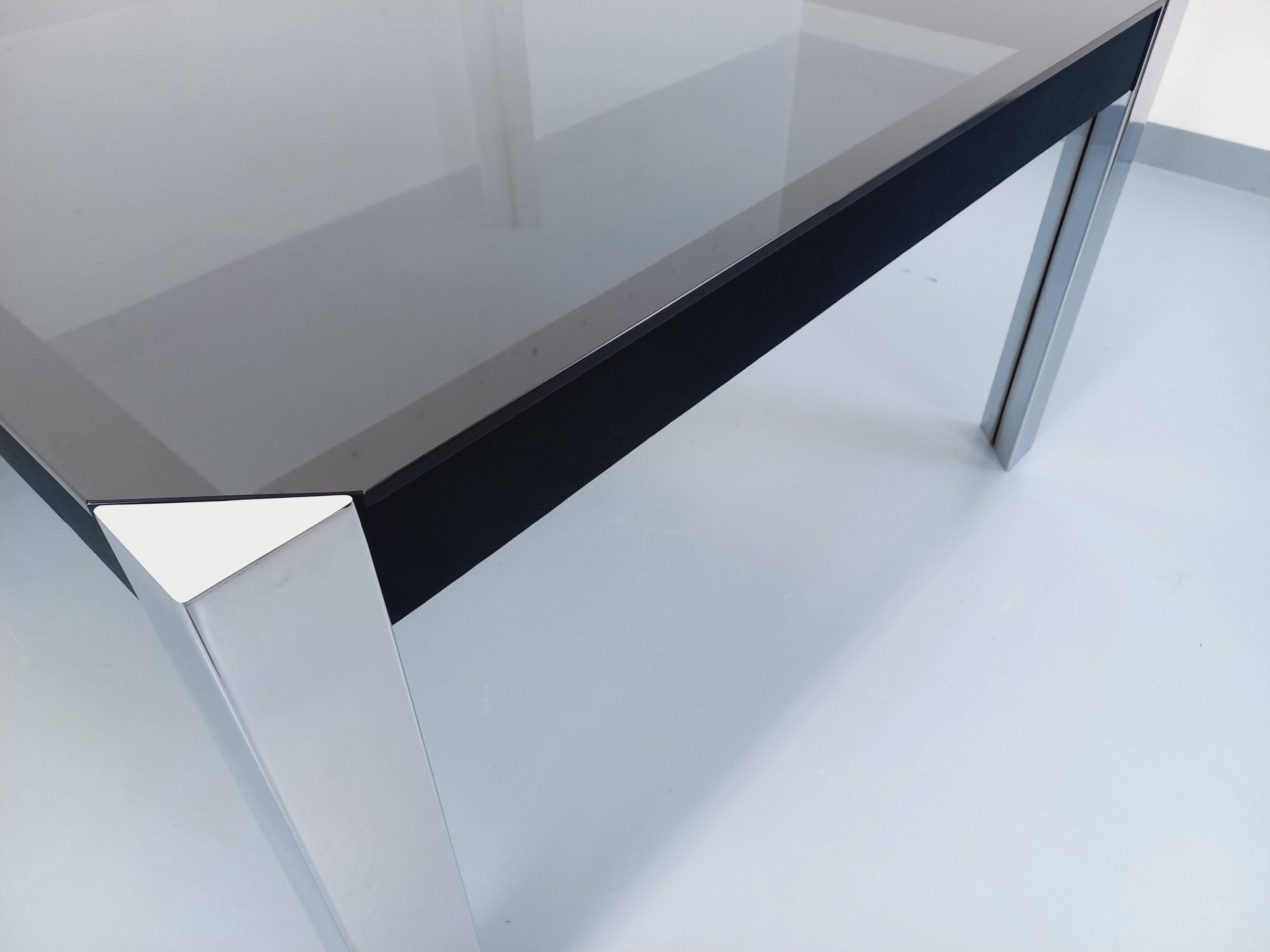 Vintage Italian square dining table by Faleschini for Mariani glass