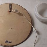 Globe-shaped wall sconces in opaline glass and wood - mid-20th century