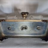 Crystal and silver-plated metal salt cellar